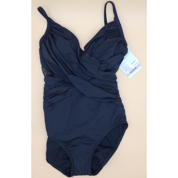 COCO CONTOURS STERLING V-NECK BRA SIZED UNDERWIRE ONE PIECE SWIMSUIT 8 32C/D NWT - Picture 3 of 4